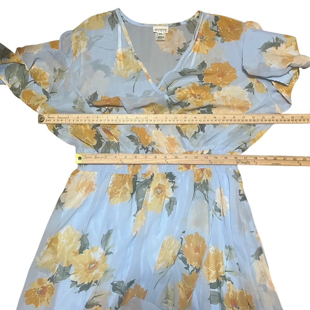 ENFOCUS Floral Boho Maxi Hi Low Dress 20w Peasant Blue Yellow Romantic Flowy EUC - Picture 8 of 9